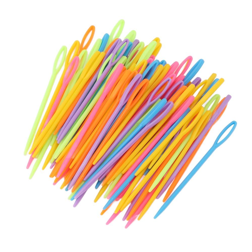 200Pcs Colorful Large Eye Needles 3.5inch Darning Needles Portable Tapestry Needles For Knitting