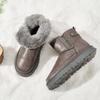 Men's Large Size Cowhide Leather Padded Thickened Winter Warm Fur One Snow Boots Padded Lining Ankle Boots Non-slip Hiking Sports Cotton Boots