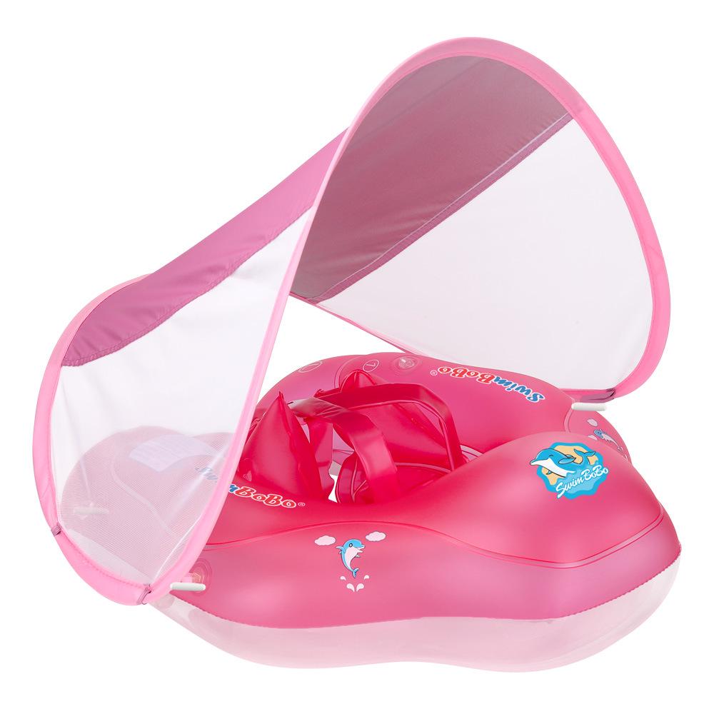 Swimbobo Baby Pink Swimming Ring with Underarm Support and Sunshade Foldable Canopy + Seat Box