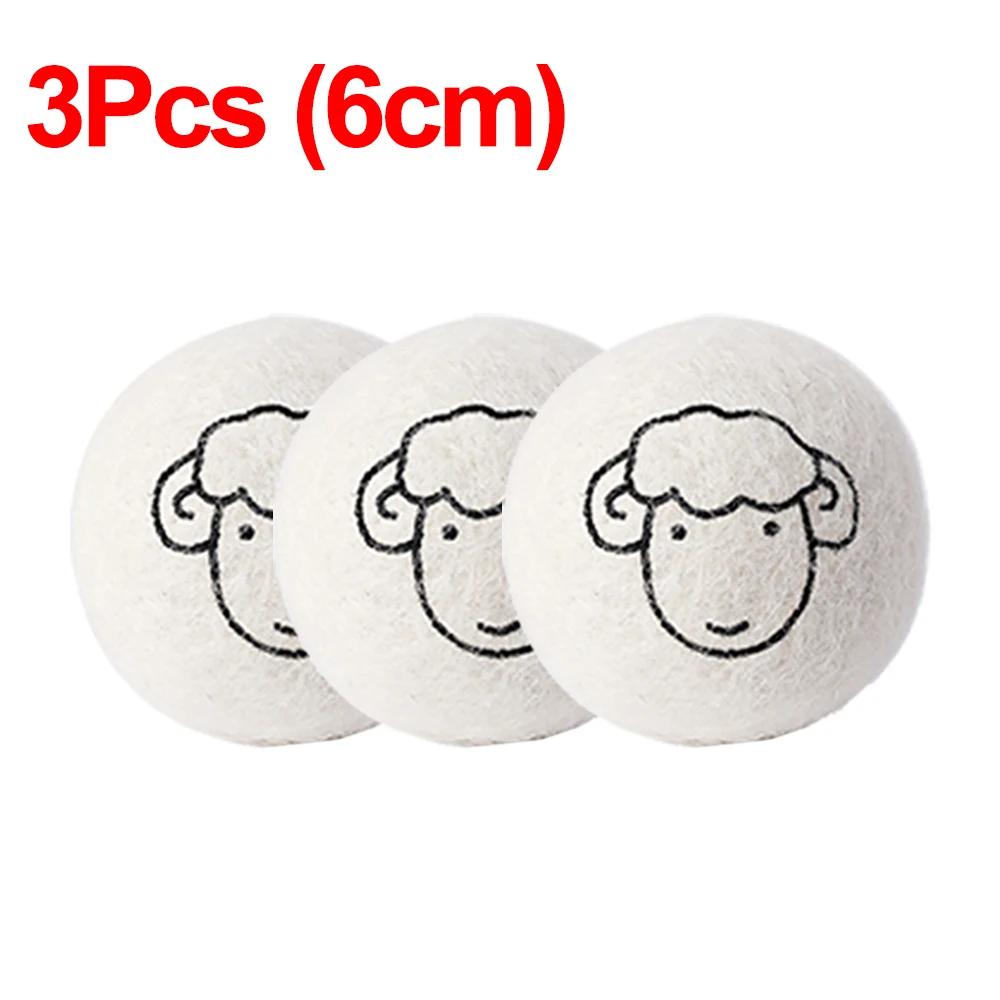 1/3/6Pcs Reusable Wool Dryer Balls Clothes Softener Laundry Fleece Dryer Ball Kit Home Clothes Dryer Washing Machine 3/4/5/6/7cm