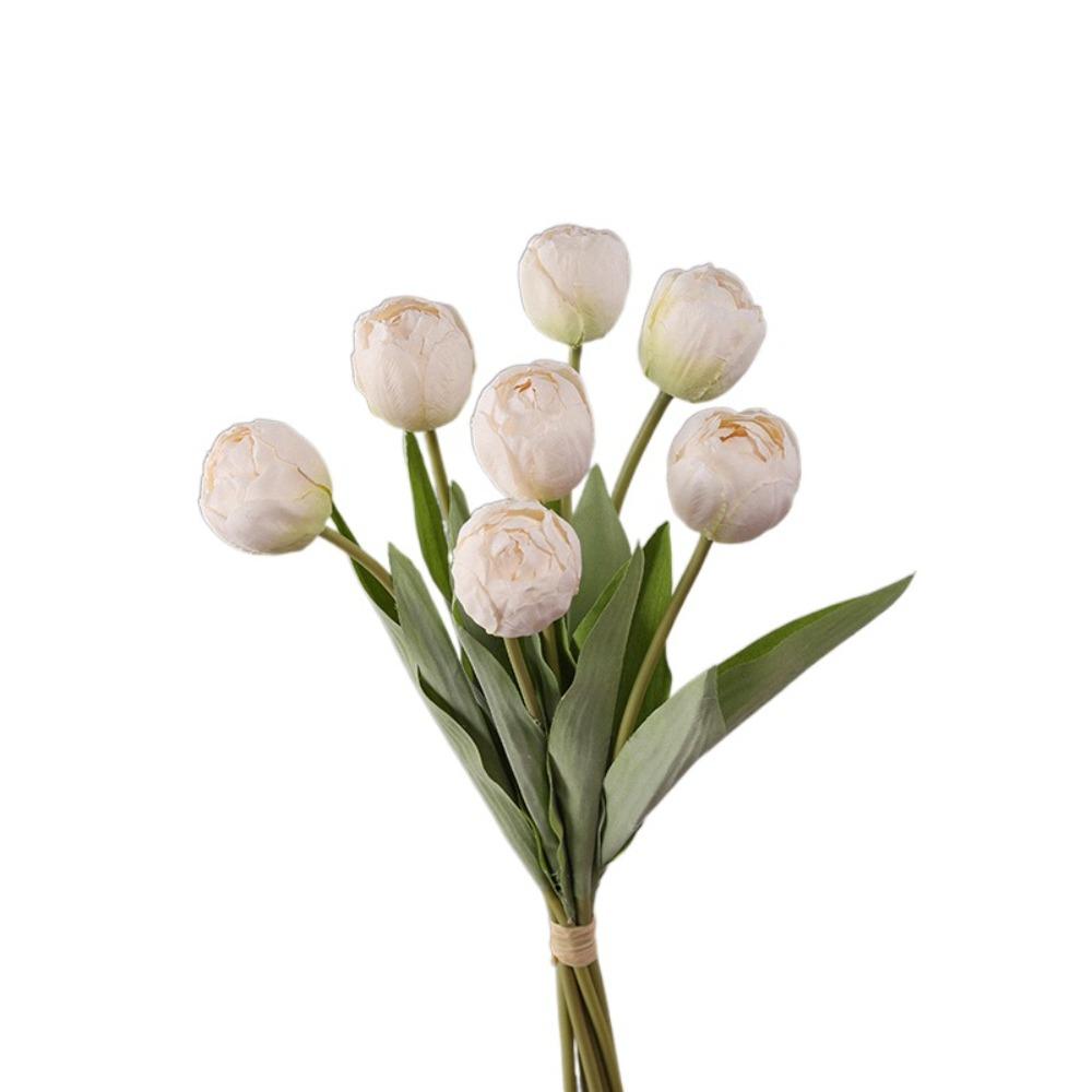 7 Köpfe Künstliche Tulpenzweige Echte Haptik Realistische Seidentulpenblume Handgefertigt Kunstblumen Hochzeitsfeier Dekor