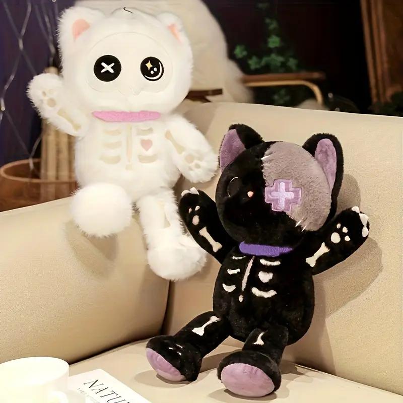 35Cm 2 Colors Skeleton Cat Plush Toys Unique Cat Stuffed Animals Halloween Skeleton Cat Plush Doll Eid Mubarak Halloween Gifts