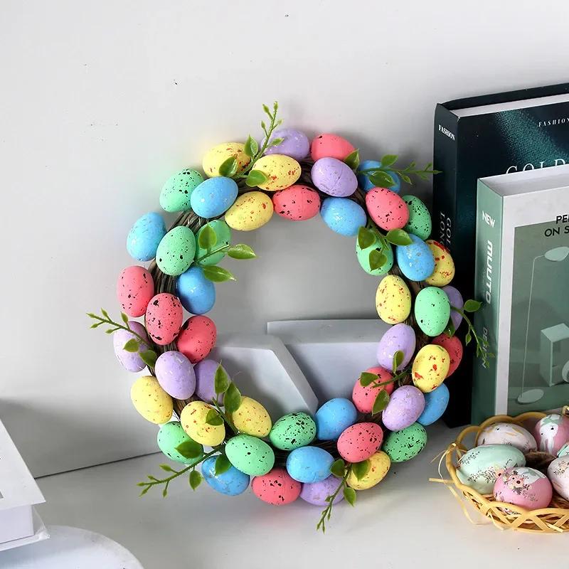 Top Quality 2026 Easter Garland Creative Easter Egg Element Wreath Window Door Garden Gate Decorative Hanging Holiday Party