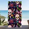 Tag der Toten Zuckerschädel Druck Mikrofaser Strandtuch Buntes Blumen-Kreuz Design Schnelltrocknendes Handtuch