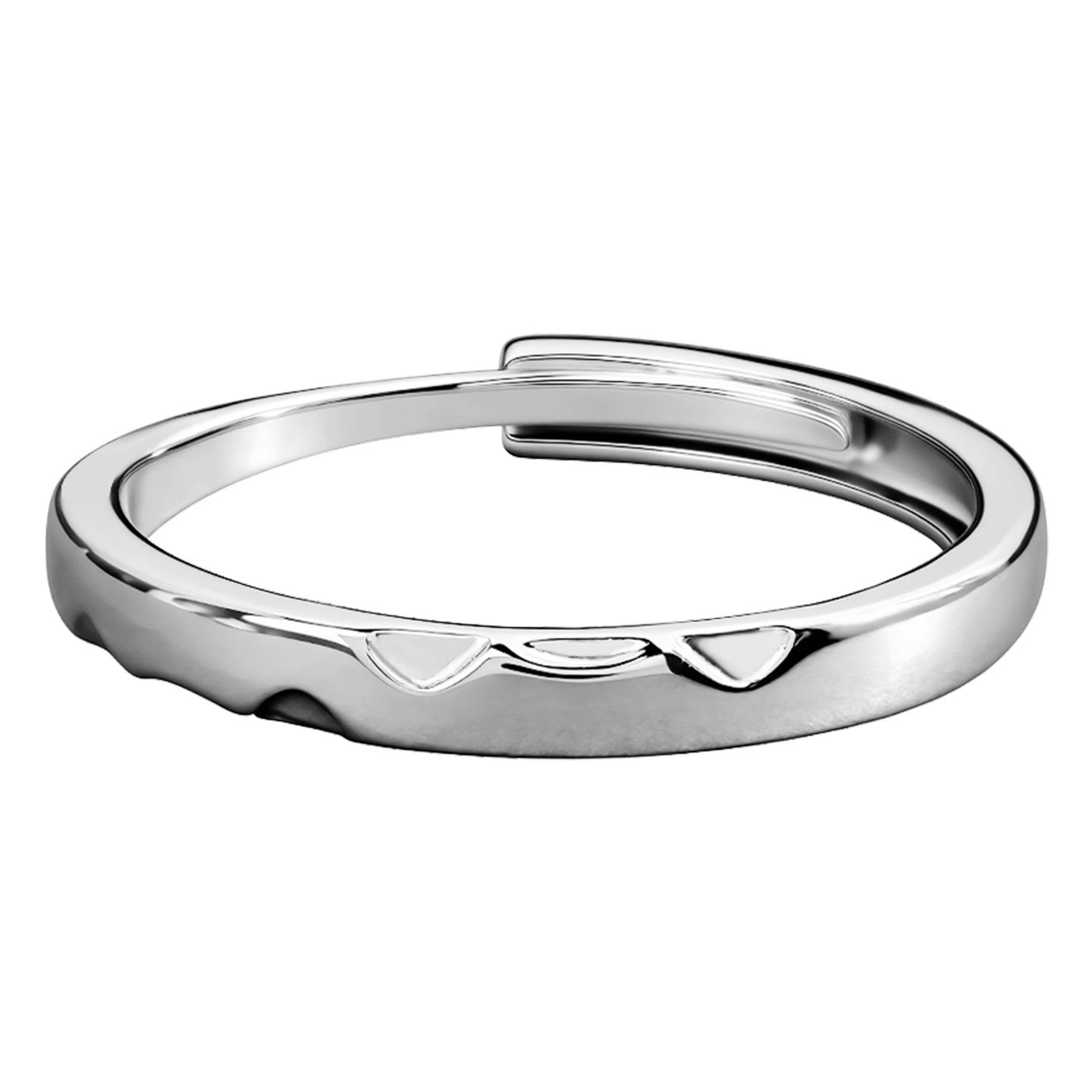 Eco-friendly Geometric Copper Couple Ring Set, Micro-inlaid Open Design Adjustable