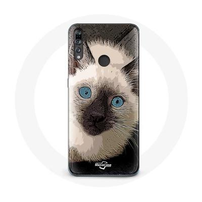 Coque Pour Huawei P30 Lite Chat Siamois Noir Et Blanc Aux Yeux Bleus