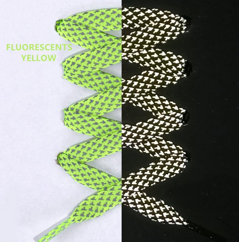 1 para odblaskowych sznurowadeł płaskie sznurowadła do sneakersów kolorowe odblaskowe sznurowadła świetlne sznurowadła 100/120/140/160CM sznurki