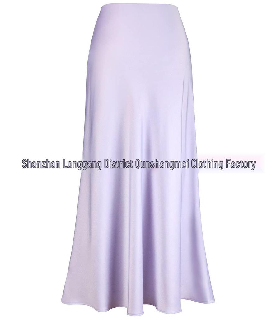 Elegant Silky Satin Fishtail High-Waist Midi Skirt