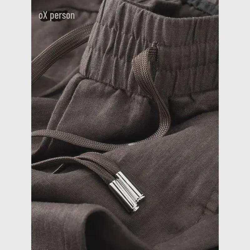 Men's High-End Linen Cotton Casual Pants - Summer Thin Cool Straight Fit