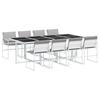 Vidaxl 9-Cz. Garden Furniture Set With Cushions, White, Textilene