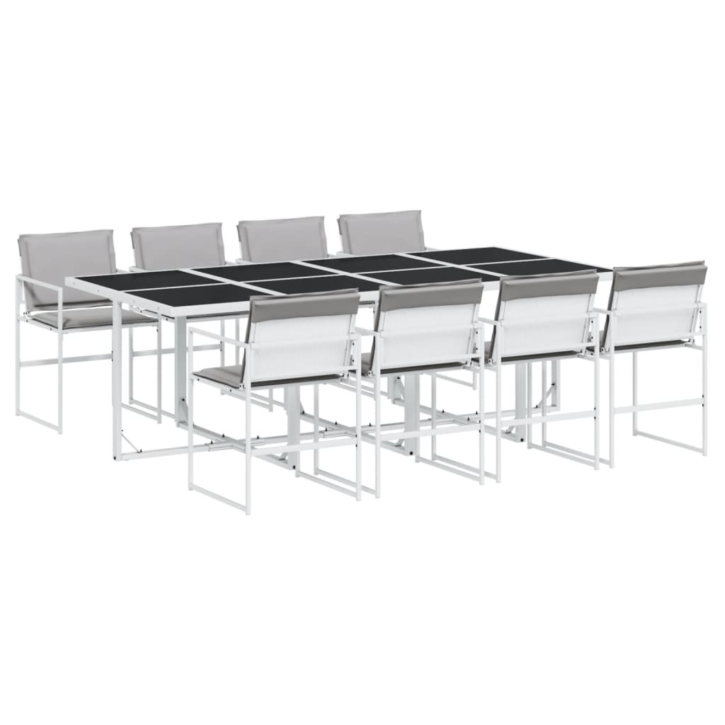 Vidaxl 9-Cz. Garden Furniture Set With Cushions, White, Textilene