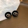 Black retro flower butterfly earrings temperament high-end stud earrings fashion niche versatile light luxury earrings