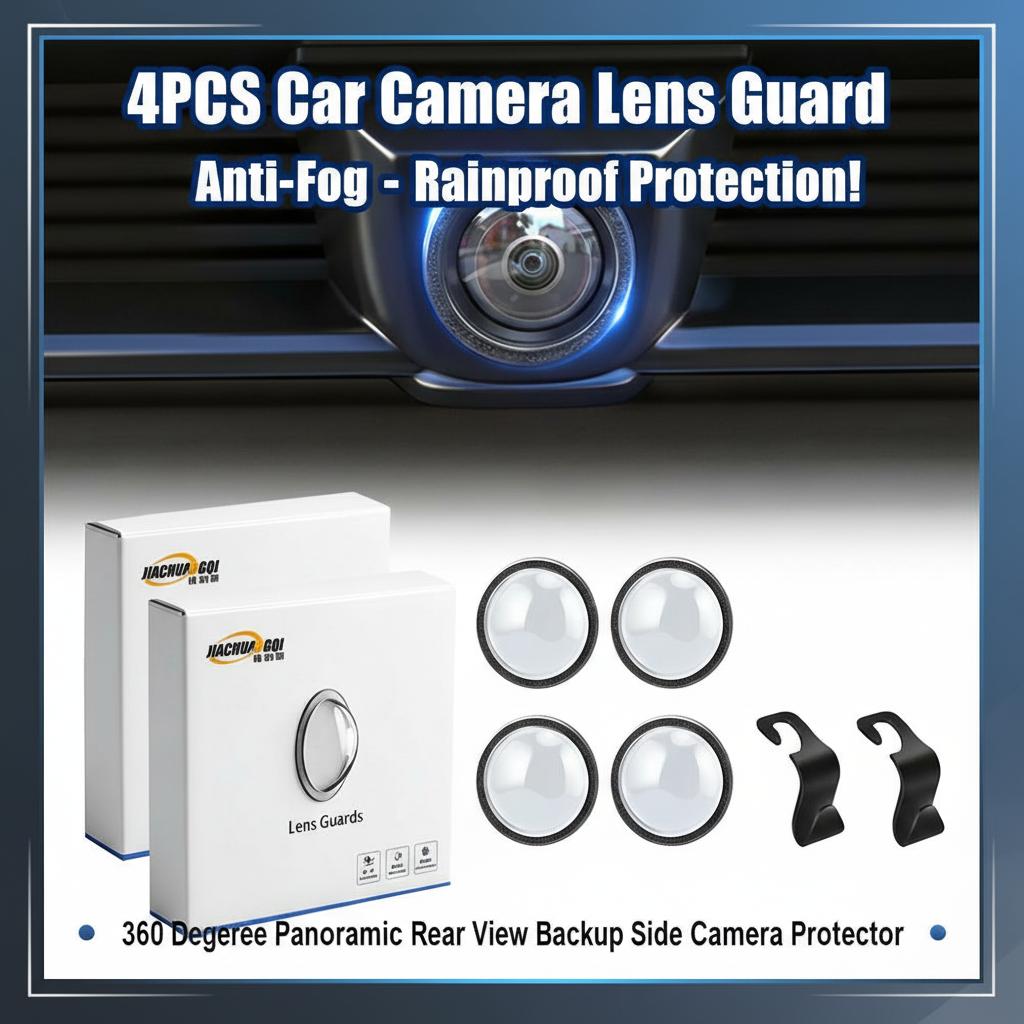 4PCS Car Camera Lens Guard Universal Anti-Fog Rainproof Cover for 360 Degree Panoramic Rear View Backup Side Camera Protector