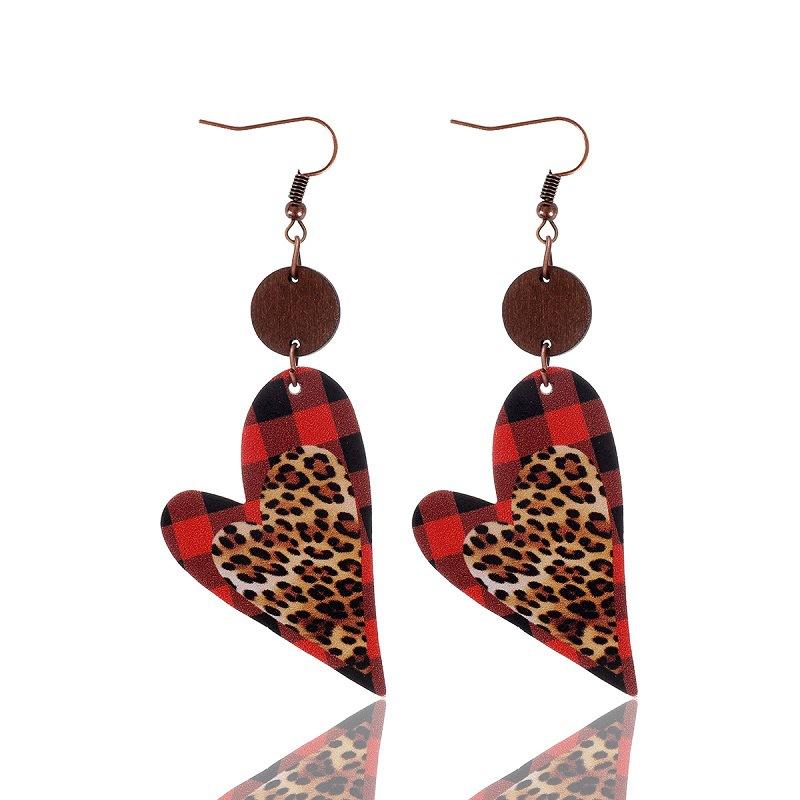 Women Bohemian Holiday Style Sequins Love Heart Pu Leather Ear Drop Earring