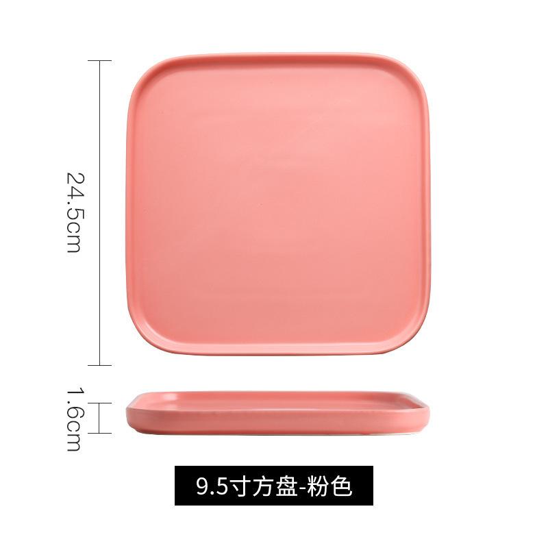 Nordic Style Ceramic Western Plate Square Steak Plate Household Square Plate Western Tableware Vegetable Plate Breakfast Plate