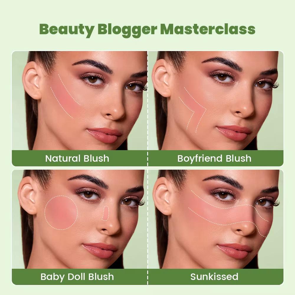 Pudaier 6 Colors Cushion Liquid Blush & Highlighter - Waterproof Long Lasting Cheek Makeup, Natural Glow Blush Palette for Face