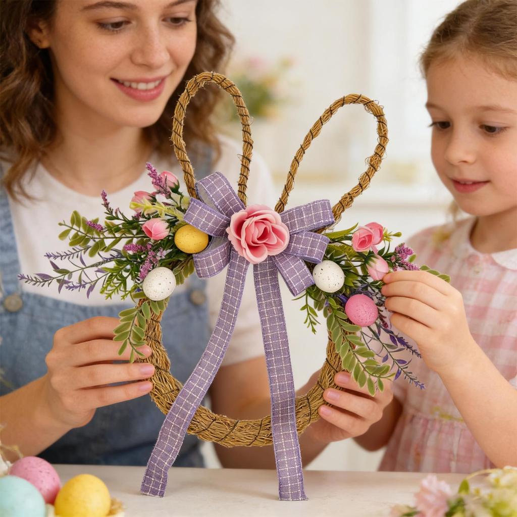 Easter Wreaths For Front Door Festive Spring Bunny Decoration Spring Wreath For Window Fireplace Wall Indoor Outdoor