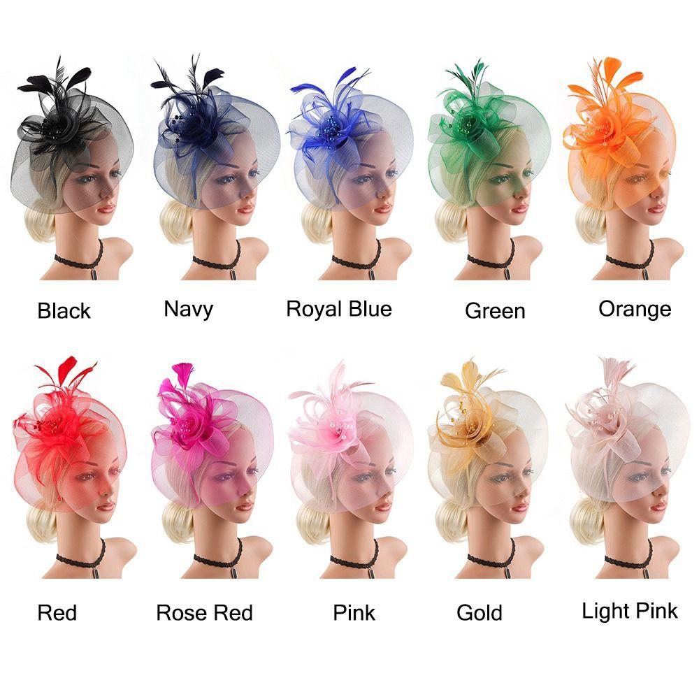 Church Kentuck-y Derby Pearl Mesh Flower Feather Fascinator Hat  for Women