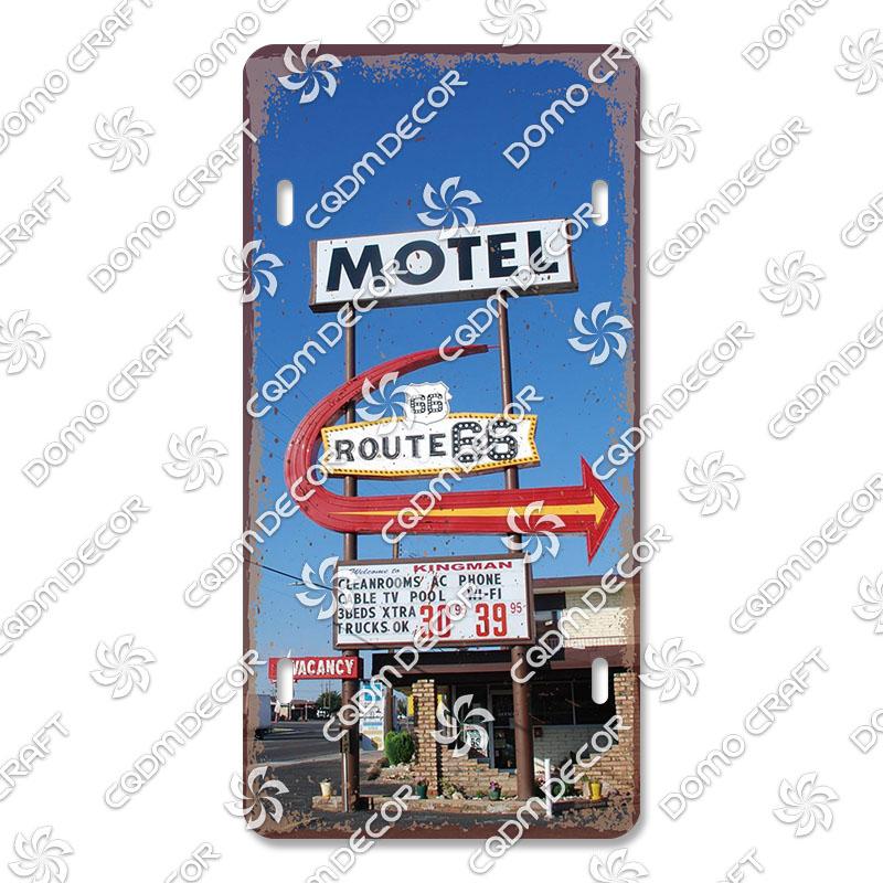 Retro Route 66 License Metal Tin Signs Vintage Road Trip Car Metal Plate Garage Club Gas Station Car Wall Decor