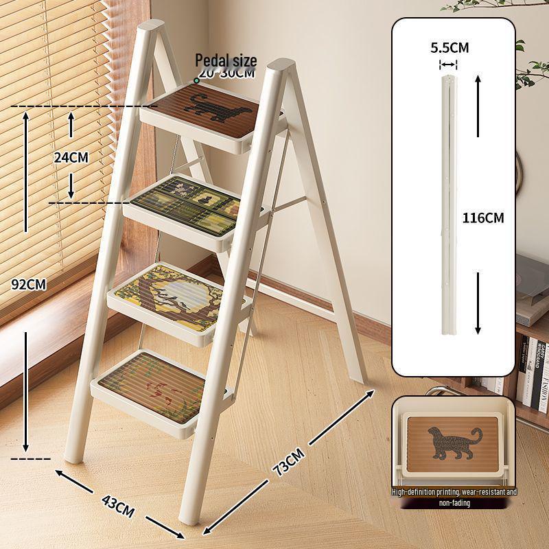 Multi-Functional Chinese-Style Folding A-Frame Ladder with Retro Flower Stand