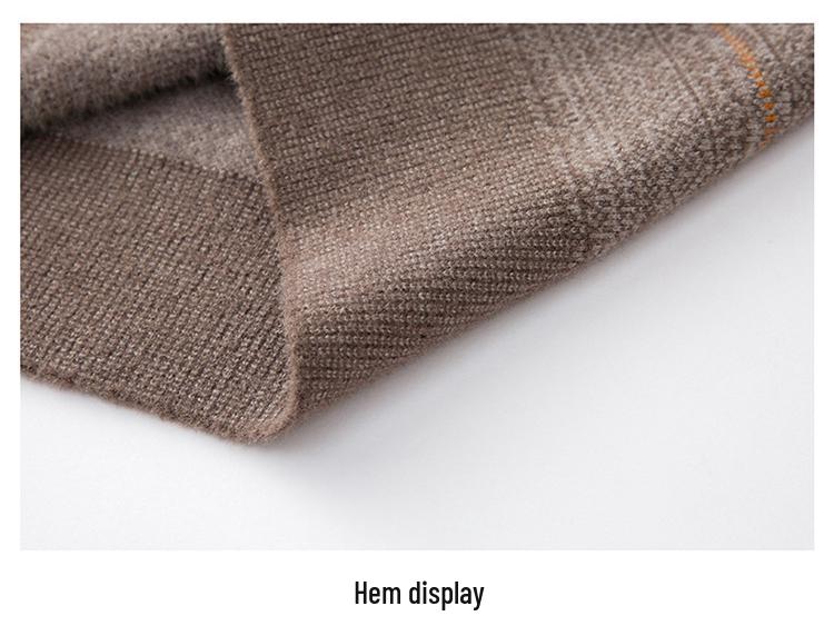 Men's 100% Pure Cashmere Thickened Fleece-Lined Winter Sweater - Solid Color, Round Neck, for Middle-Aged.