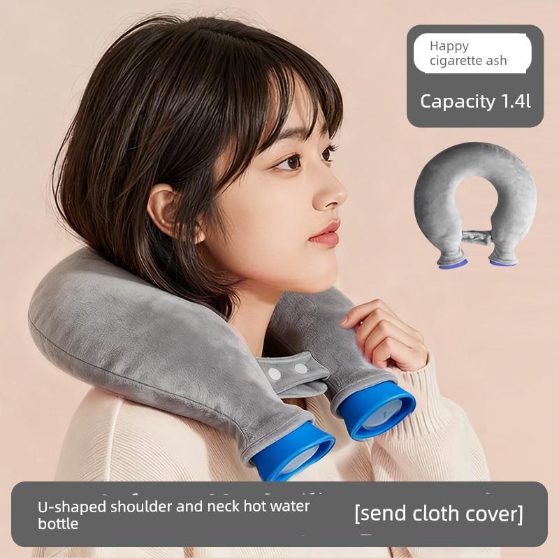 U-Shaped Hot Water Bag for Shoulder and Neck Heating, Water-Fillable, Thickened, Explosion-Proof, Neck Warmer, Hanging Neck Type