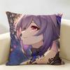 Keqing Genshin Impact Cushion Cover Natural Linen Organic Fabric DoubleSided Printing Room Sofa Decor Pillow Case