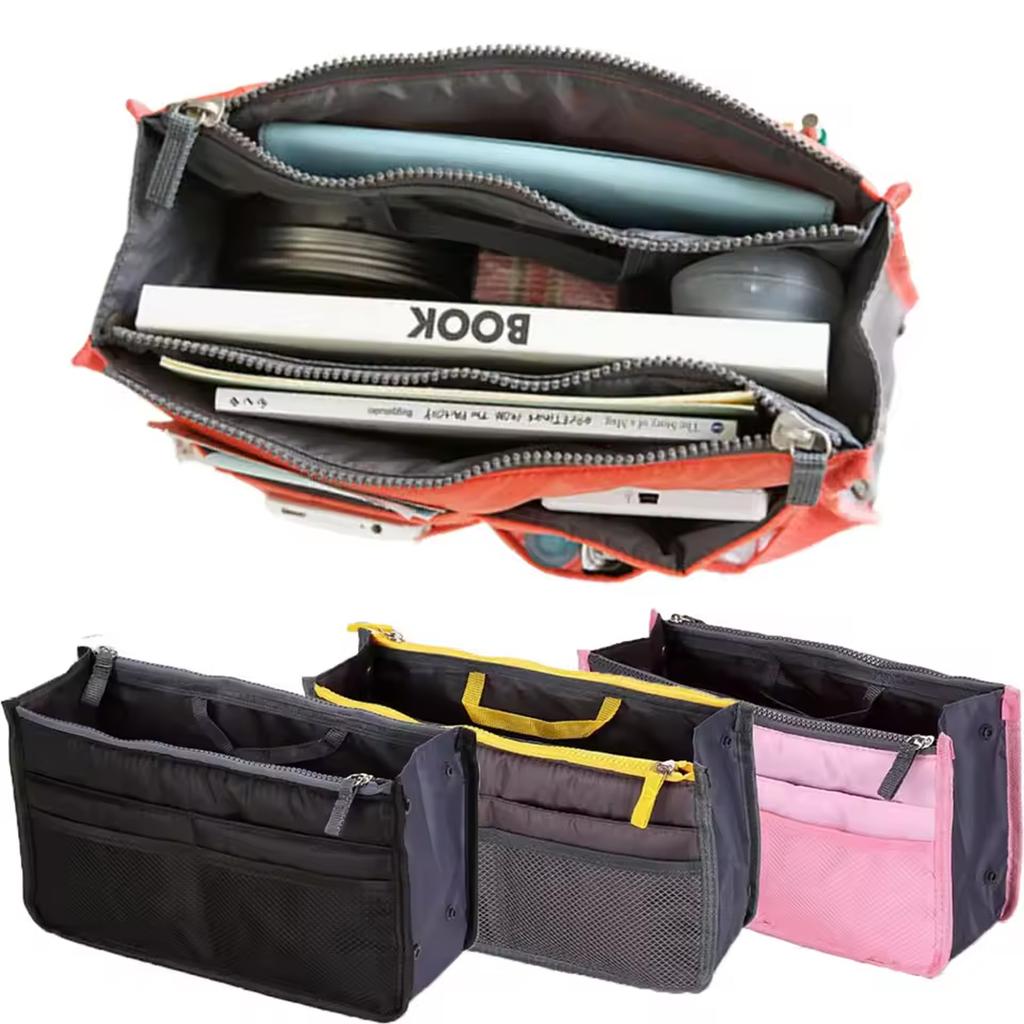 Damen Kosmetik Organizer Tasche Nylon Reiseeinsatz Organizer Handtasche Faltbar Große Kapazität Einsatz Tasche Futter Make-up Tragetasche