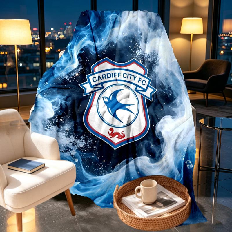 Cardiff City FC Print Blanket - Soft & Comfortable, for Bedroom, Travel, Sofa, Home Decoration - Birthday Christmas Gift for Friend