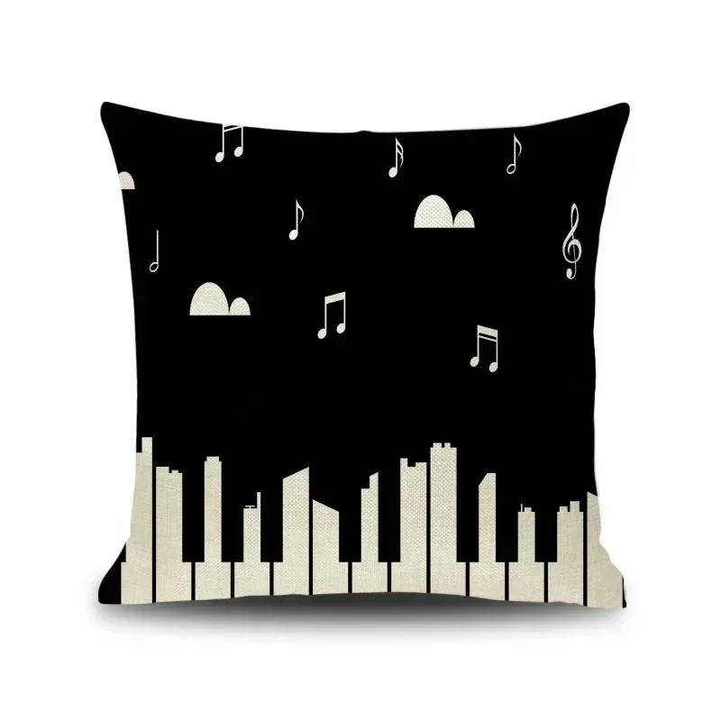 45X45CM Piano Key Wonderful Notes Decorative Pillowcase Car Sofa Art Piece Office Seat Cushion Cover Home Decoration