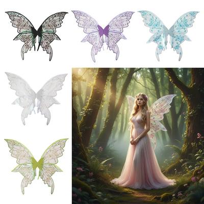 Magical Sparkling Fairy Wings Two-color Flower Butterfly Costume Wings Colorful Elf Cosplay Wing for Women Girls