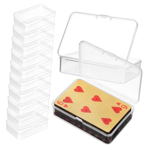 CALLARON Rectangular Playing Card Cases, Set of 12, Durable Plus Clear Storage Boxes for Business Cards, Trading Cards, Sports & Outdoor Use