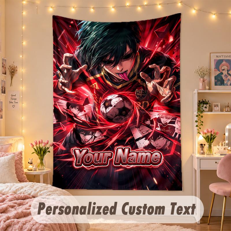 Custom Personalized Tapestry,Blue Lock Print Custom Name Text Wall Art Hanging for Bedroom