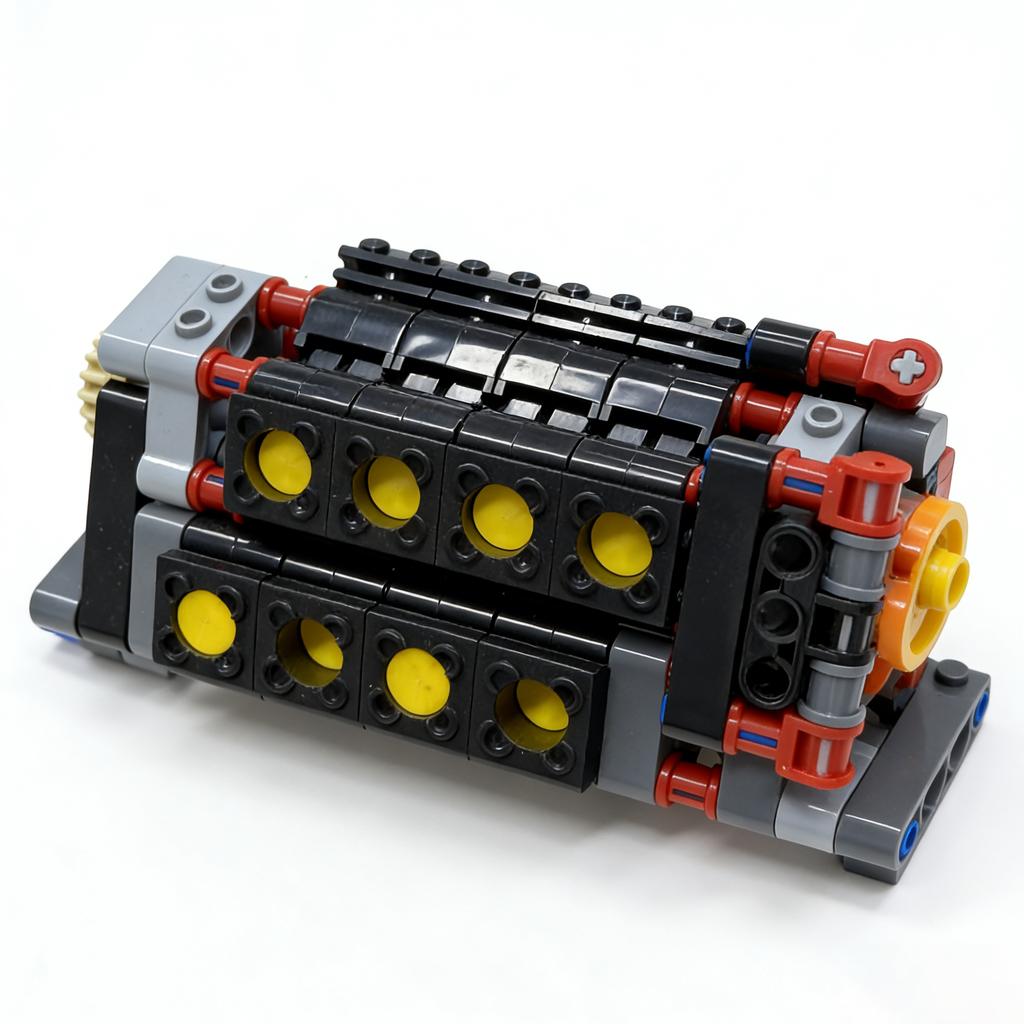 Moc V16 Transparent Building Block Engine Six-Speed Transmission Mechanical Group Kid Model Education Toys Gifts Building Block