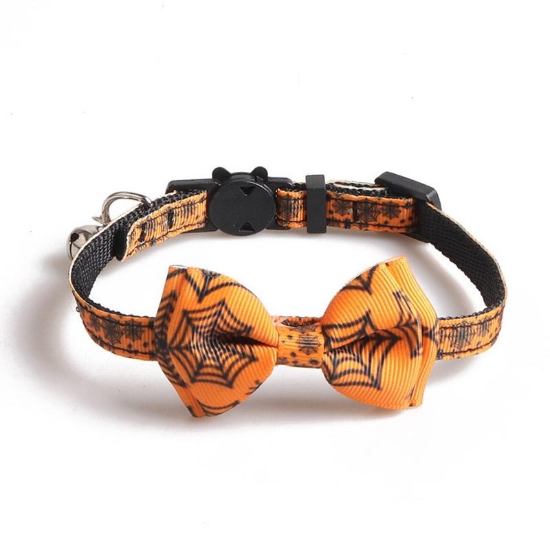 Halloween Collar for Cat Pet Breakaway Collar Suit for Dog Neck Decors Elegant Cat Collar with Castle Cobweb Rose Skull