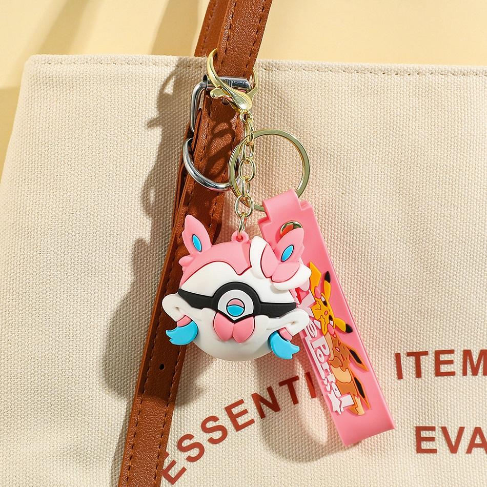 New Pokémon Figures Eevee Cartoon Keychain Cute Elf Ball Doll Male Female couple Backpack Pendant Accessorie Decoration Toy Gift