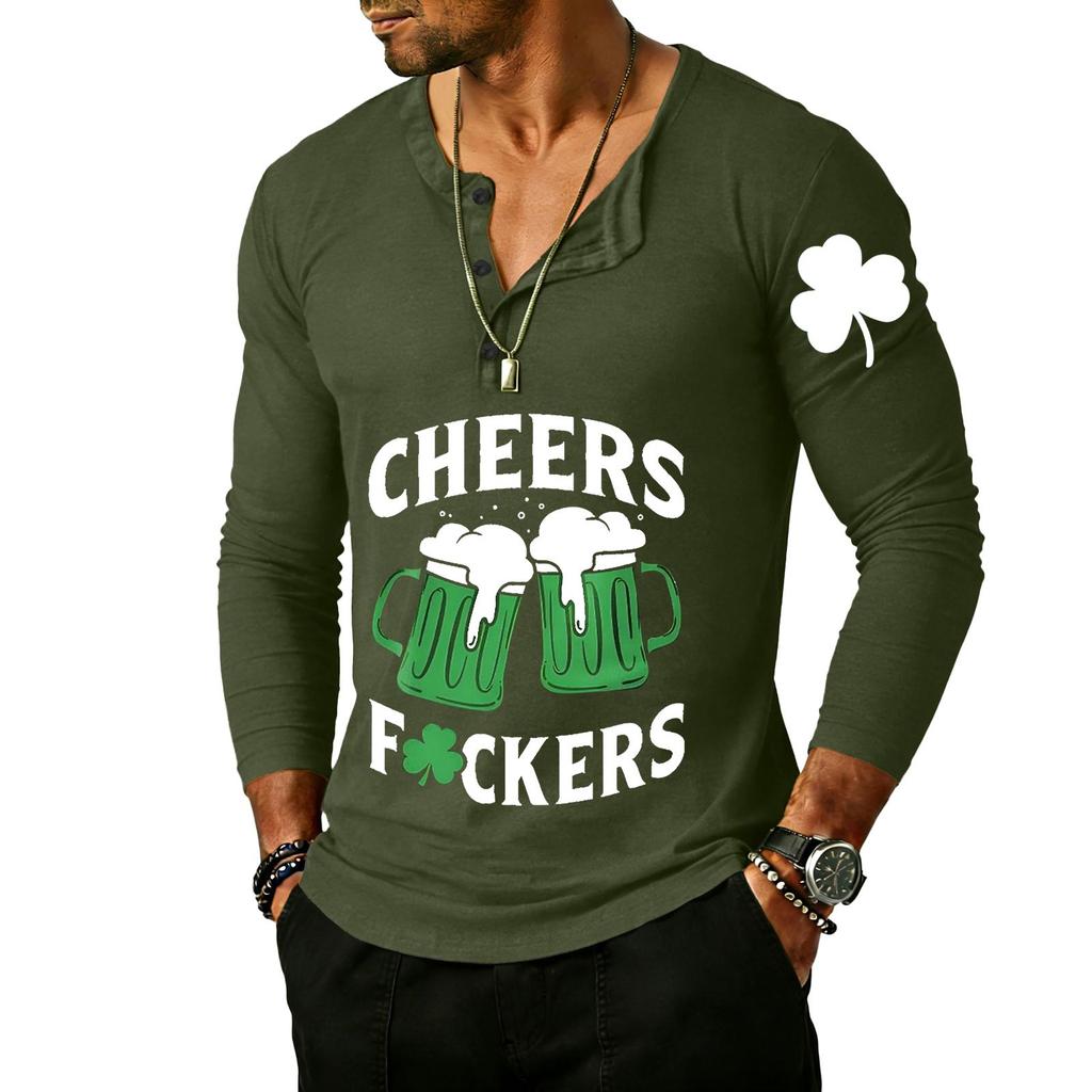 Men's Outdoor Vintage Button Long Sleeve Fashion Sports T-shirt