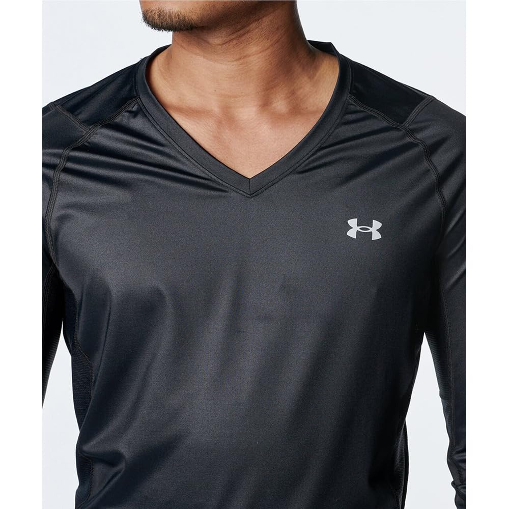 UA Fitted LS V Black Mod Gray LG [Under Armour] Iso-Chill //