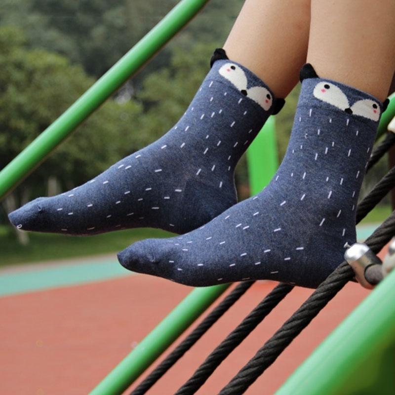 2016 Funny Woman's Socks Unisex Socks For Girls Cartoon Fox Harajuku Comfortable Soft Gift Sock