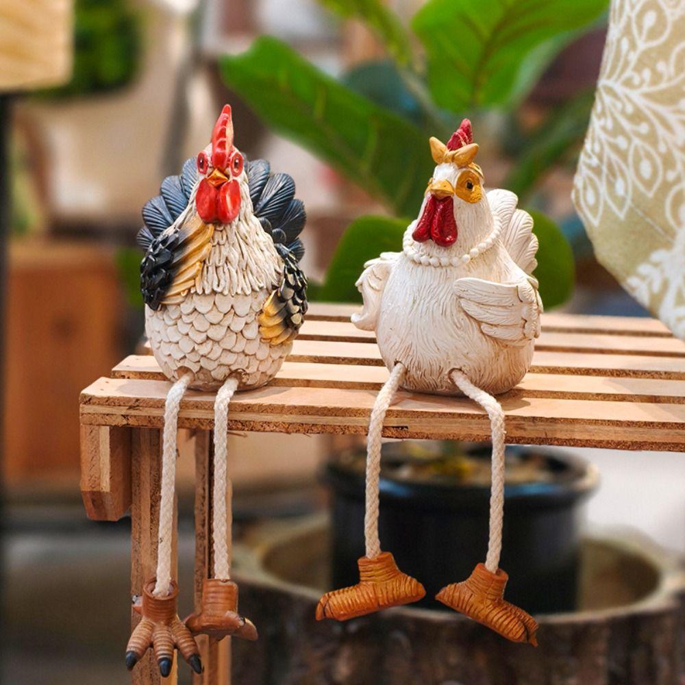 2pcs Resin Garden Animal Ornament Decorative Turkey Statue Funny Miniature Figurine Sculpture  Yard