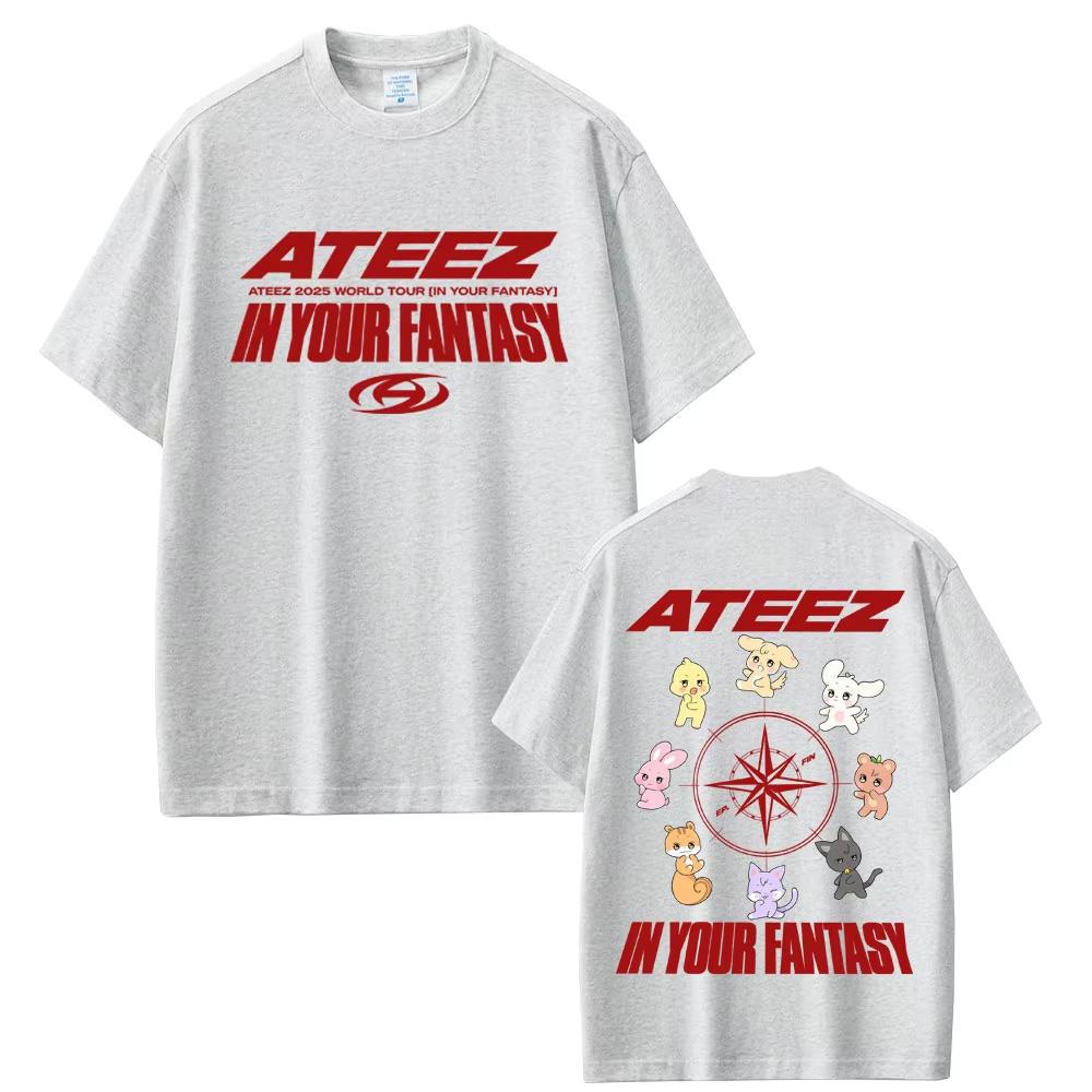 Korean Band Ateez In Your Fantasy 2025 World Tour T Shirt Funny Cartoon Tshirt Unisex Unisex Kpop Fashion Trend Short Sleeve TShirt