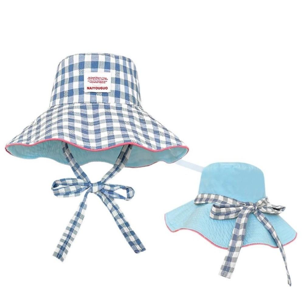 Korean Style Fisherman Hat Versatile Large Brim Sun Cap New Plaid Bucket Hat  for Summer Travel