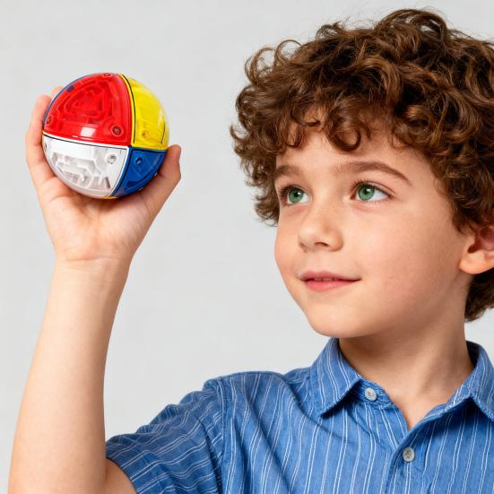3D Puzzle Maze Ball Stress Relief Brain Teaser Handheld Rolling Ball Maze Cube Spatial Recognition Logical Thinking Training Bead Maze Challenge Game