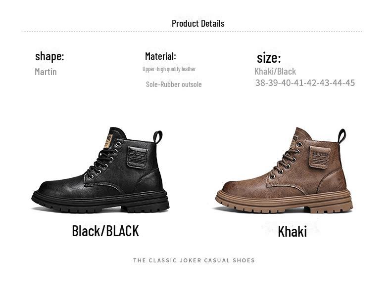 Men's Winter British-Style Velvet High-Top Retro Work Boots – Youth Casual Fashion Lace-Up Martin Boots