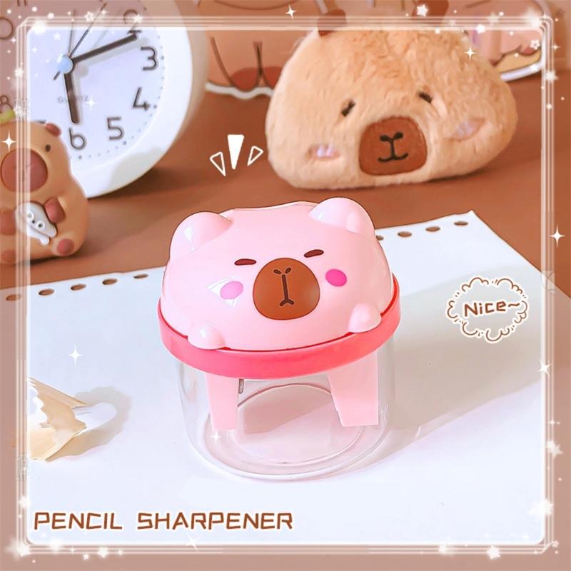 Cartoon Pencil Sharpener Small Manual Sharpener for Various Wood Pencil Double Hole Sharpener for Student Kid Adult