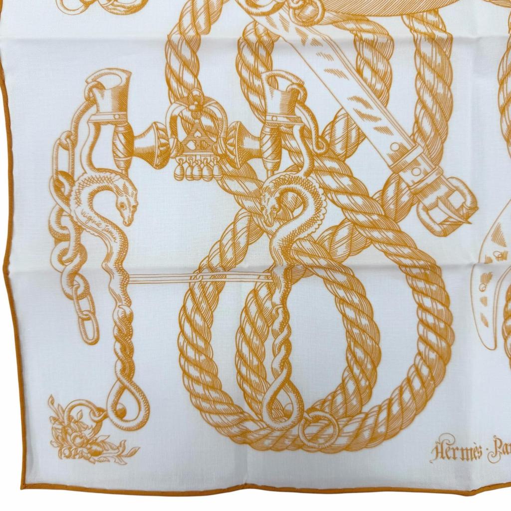 Excellent HERMES scarf Della Cavalleria Orange cotton Women Used