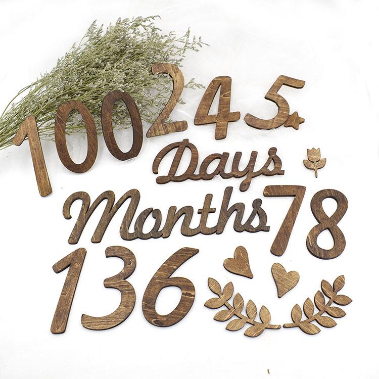 Wooden Baby Milestone Calendar & Photography Props for 100 Days and Monthly Celebrations