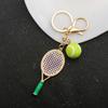 Crystal Heart Tennis Racket Keychain Mini Felt Tennis Ball Bag Charm Sports Key Ring Backpack Purse Pendant Gift For Women