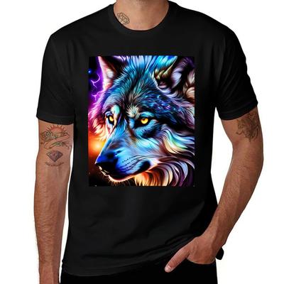 Grand Amber Eyes Wolf Design Tshirt Sporty Breathable Short Sleeve Tshirt