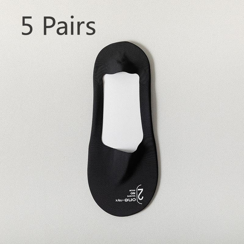 5 Pairs of Men's Summer Ice Silk Cotton Non Slip Heel Socks